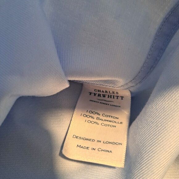 Charles Tyrwhitt Dress Shirt Non Iron Classic Fit Blue Men's 17/36 - Picture 10 of 11
